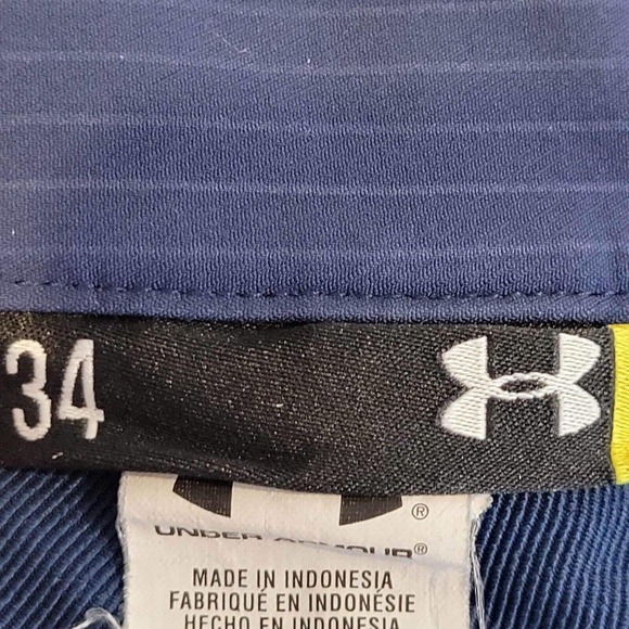 Under Armour UA Mens 34 x 11" Navy Blue Stripe Performance Golf Shorts Flat - Picture 5 of 9